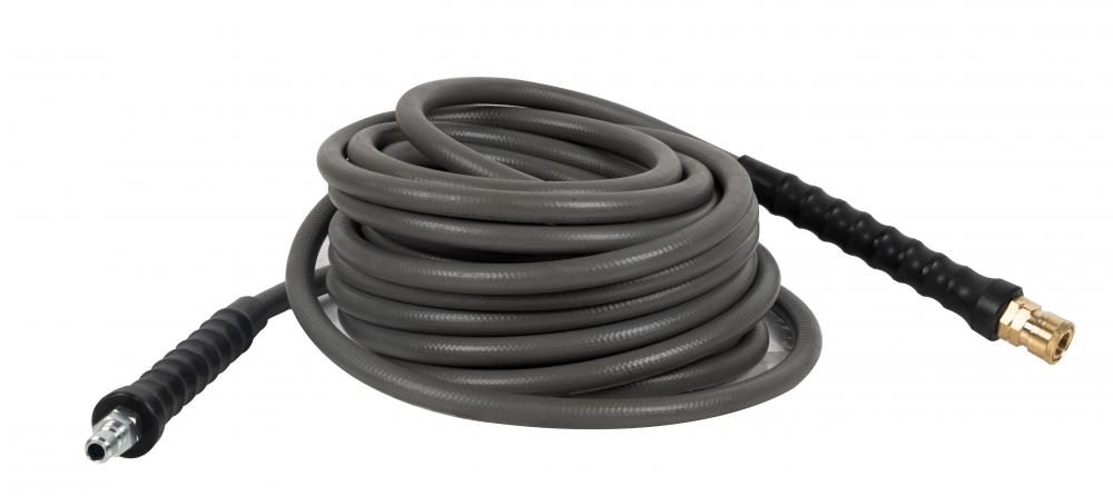 High-Pressure hose - 50&#39; x 3/8&#34; Smooth Grey, 4500 PSI, Steel braided rubber, QC Fittings