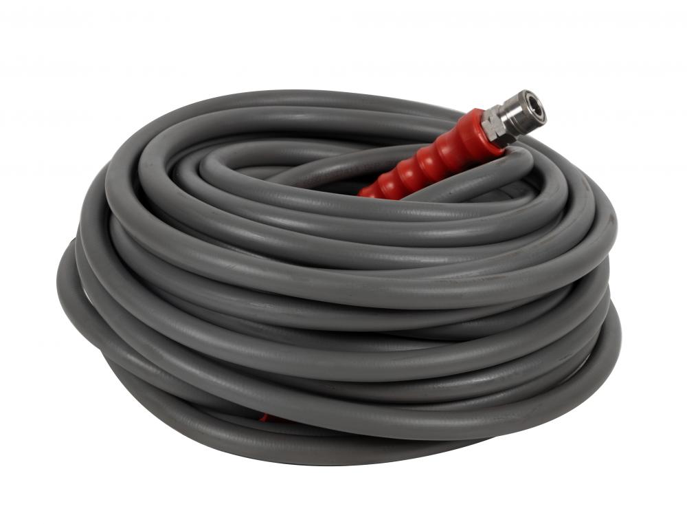 High-Pressure hose - 100&#39; x 3/8&#34; Grey Non-Marking, 6000 PSI, Double Steel braided rubber, SS