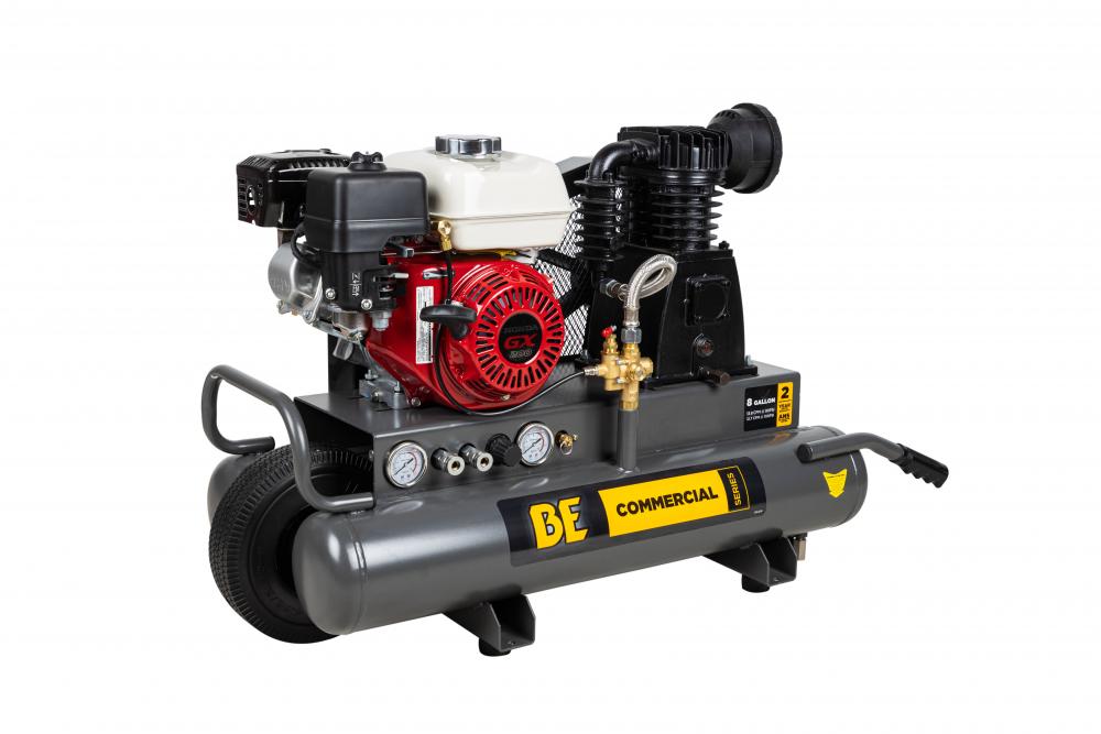 13.8 CFM @ 90 PSI - 8 GALLON, PORTABLE GAS AIR COMPRESSOR WITH HONDA GX200 ENGINE