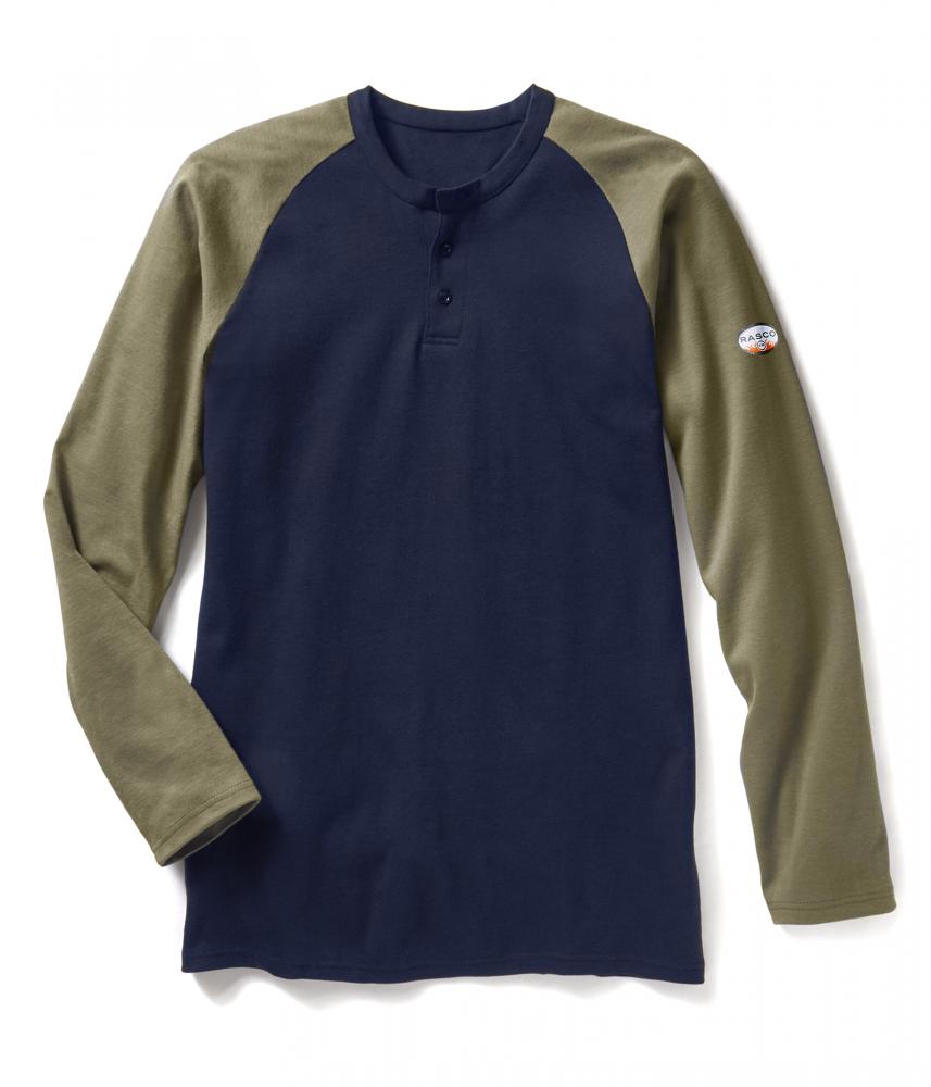 FR Khaki/Navy Two Tone Henley T-Shirt