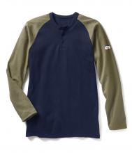 Rasco FR0401KH/NV-5XL - FR Khaki/Navy Two Tone Henley T-Shirt