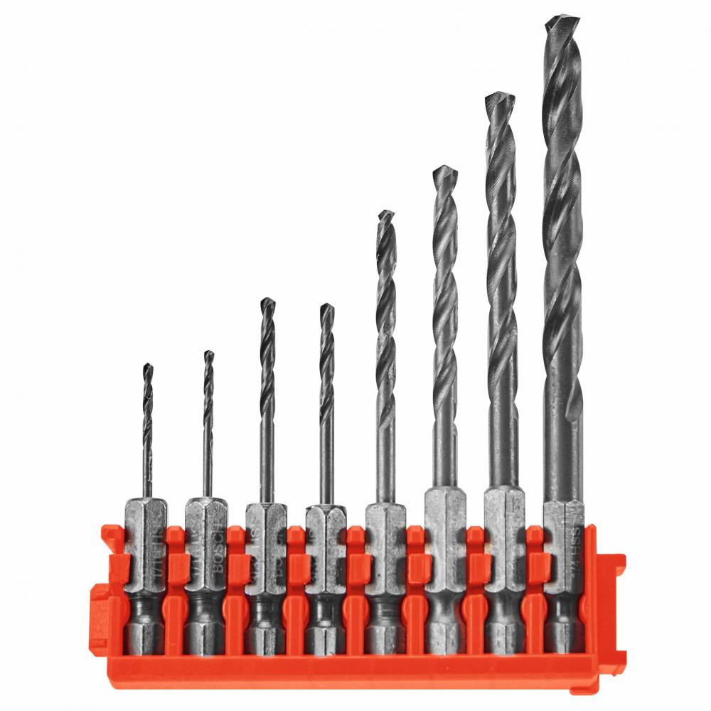 8 pc. Driven Impact Black Oxide Drill Bits with Clip for Custom Case System