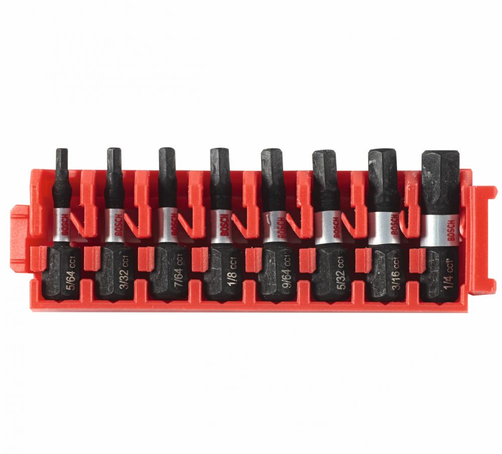 8 pc. Driven 1&#34; Impact Hex Insert Bits with Clip for Custom Case System