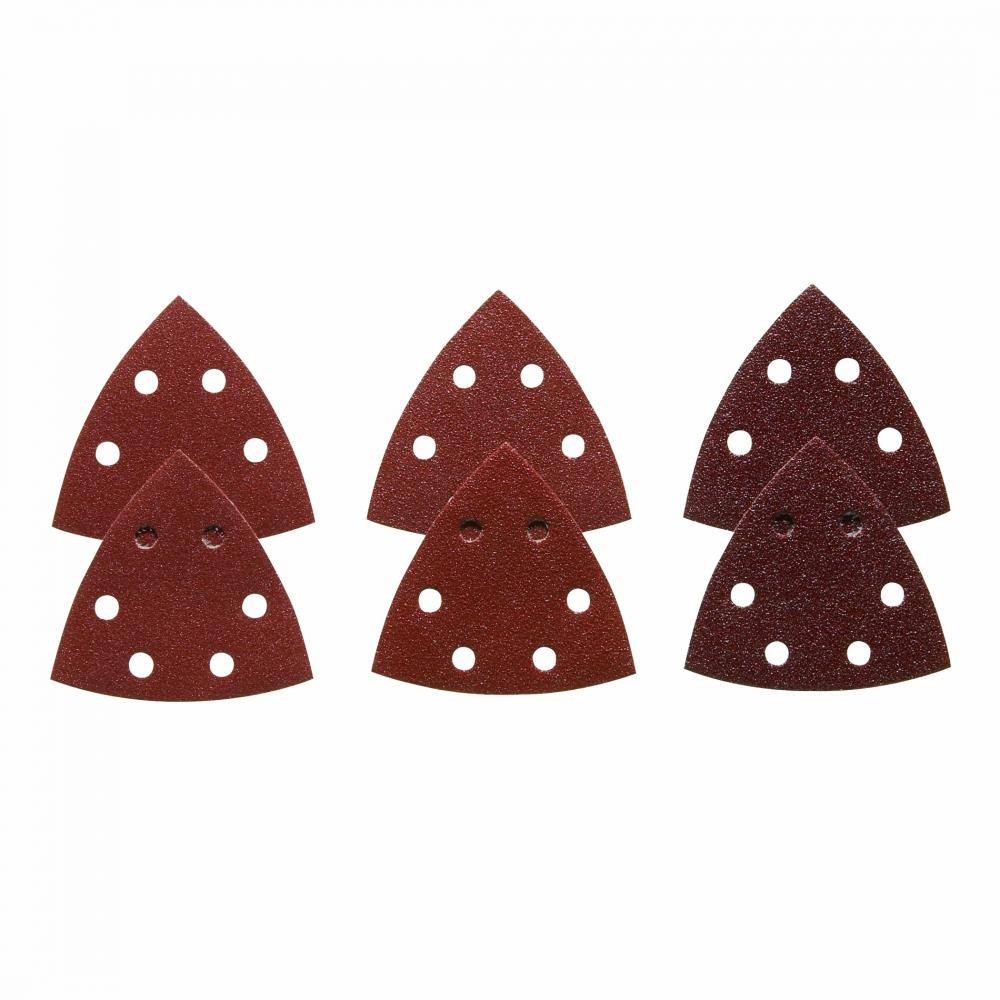 3-1/2&#34; Assorted Grits 6 pc. Red Detail Sander Abrasive Triangles for Wood