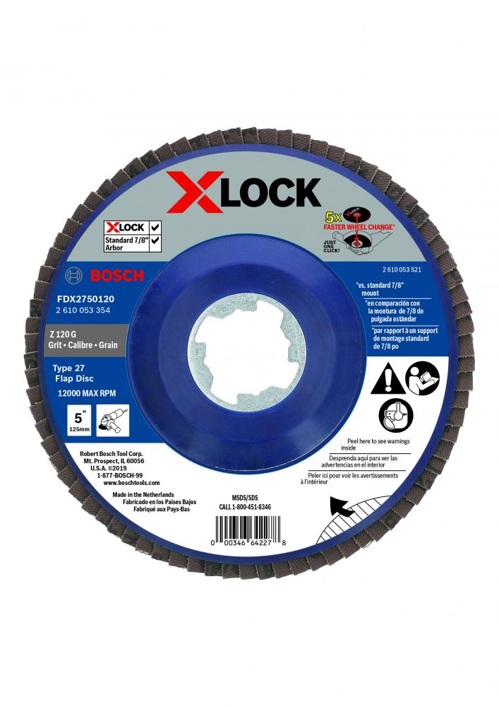 5&#34; X-LOCK Arbor Type 27 120 Grit Flap Disc