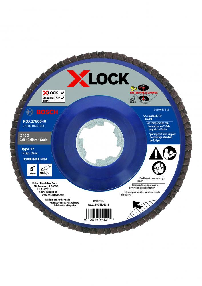 5&#34; X-LOCK Arbor Type 27 40 Grit Flap Disc