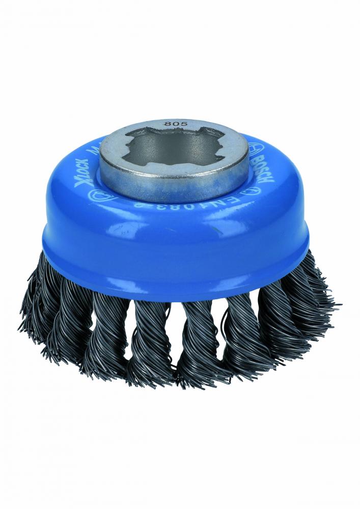 3&#34; Wheel Dia. X-LOCK Arbor Carbon Steel Knotted Wire Single Row Cup Brush