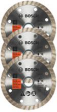 Bosch DB442SB3 - 3 pc. 4" Standard Turbo Rim Diamond Blades for Smooth Cuts