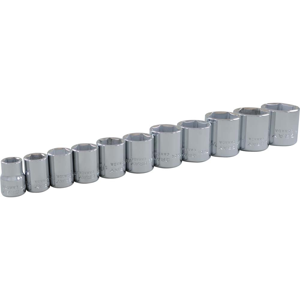 11 Piece 3/8&#34; Drive 6 Point SAE, Standard Chrome Socket Set, 3/8&#34; - 1&#34;