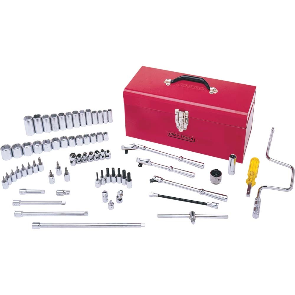 68 Piece 3/8&#34; Drive 6 Point SAE, Chrome Socket & Attachment Set, With Hand Box