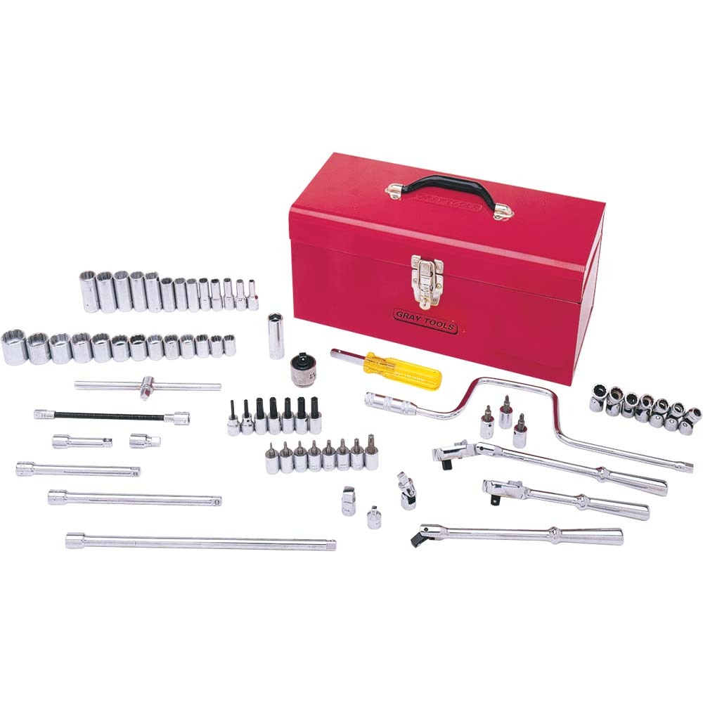 68 Piece 3/8&#34; Drive 12 Point SAE, Chrome Socket & Attachment Set, With Hand Box