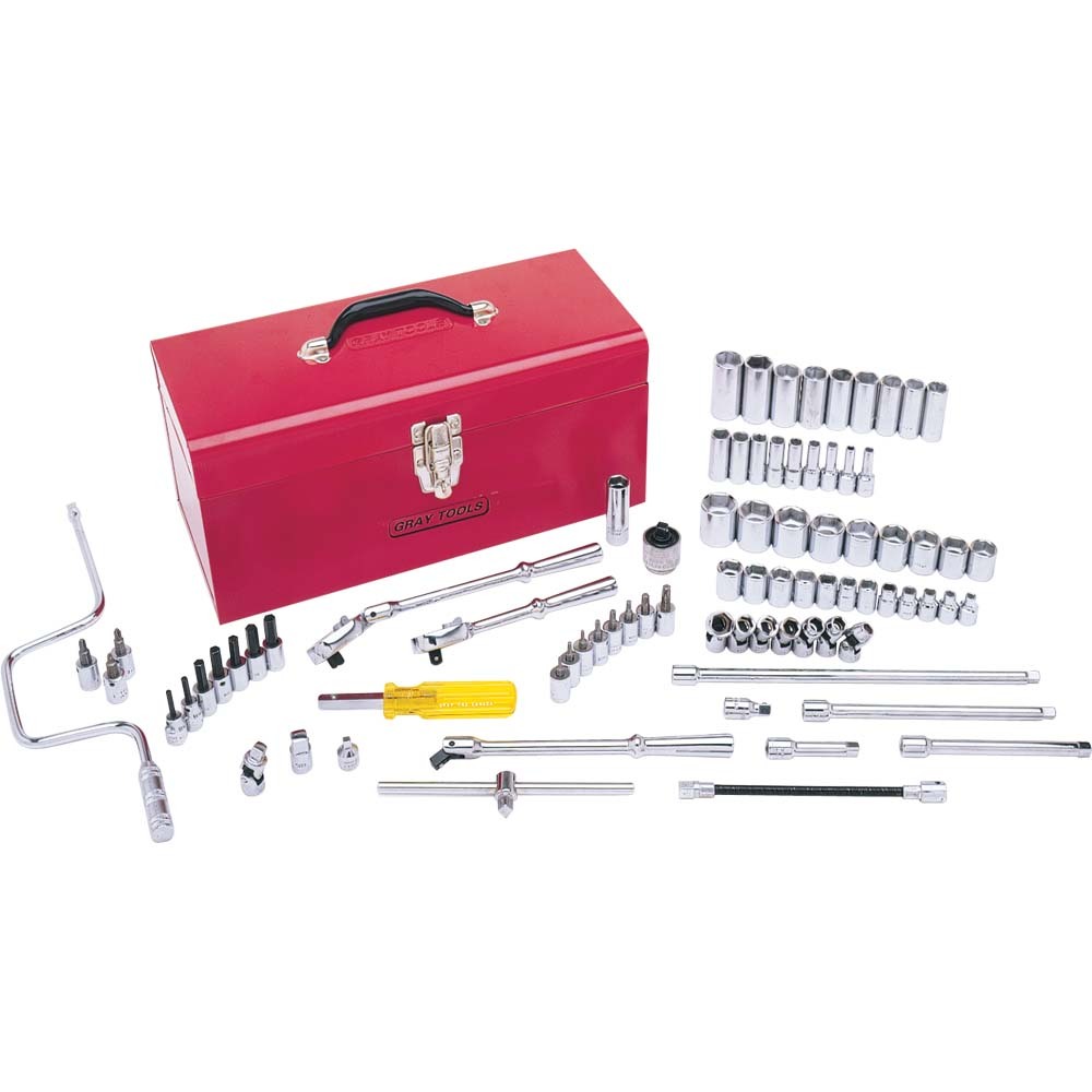 81 Piece 3/8&#34; Drive 6 Point Metric, Chrome Socket & Attachment Set, With Hand Box