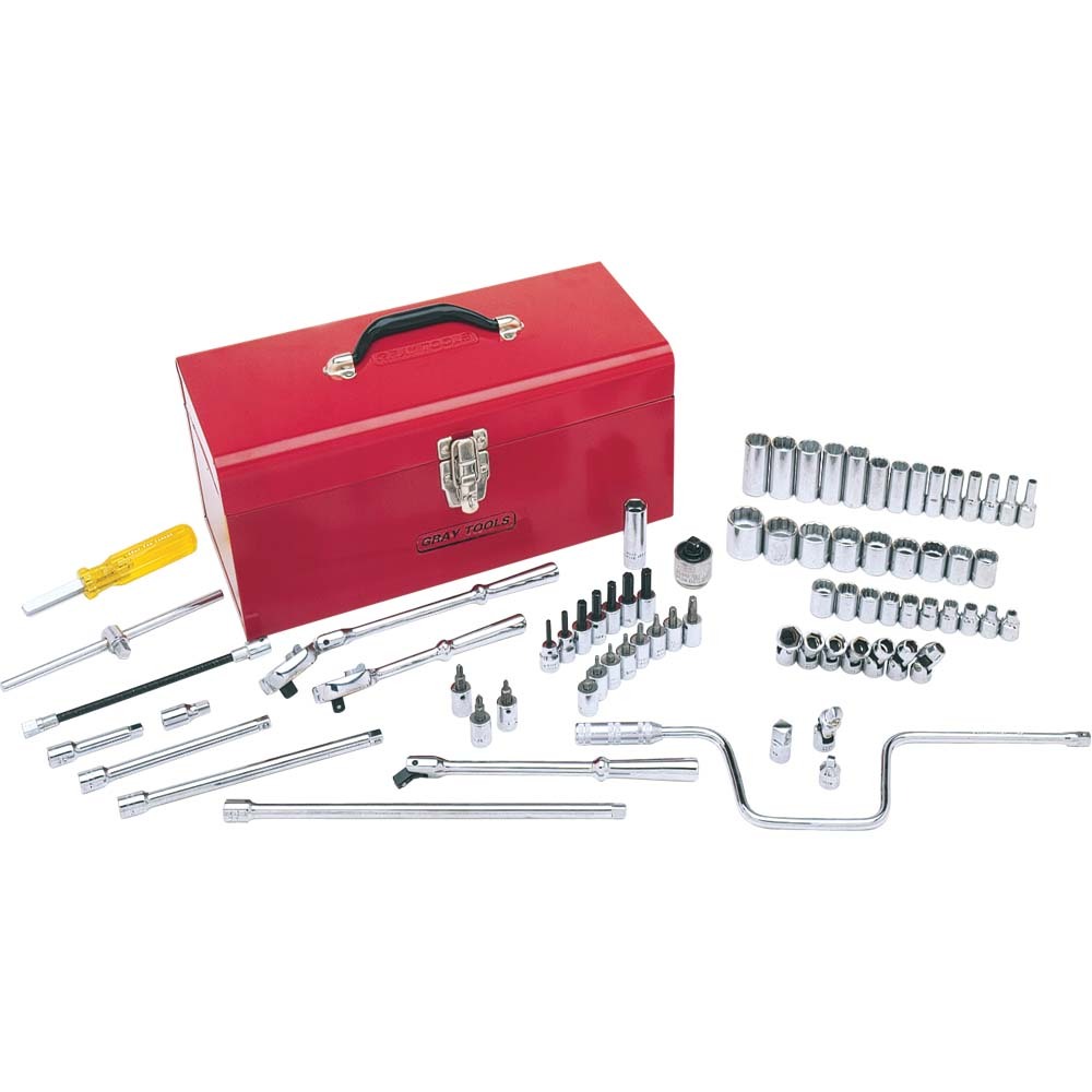 75 Piece 3/8&#34; Drive 12 Point Metric, Chrome Socket & Attachment Set, With Hand Box