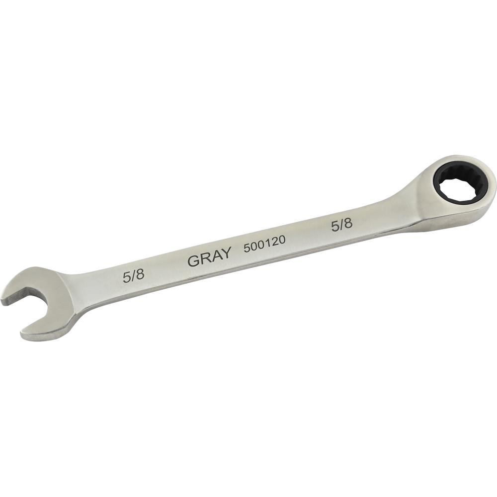 5/8&#34; Combination Fixed Head Ratcheting Wrench, Stainless Steel Finish