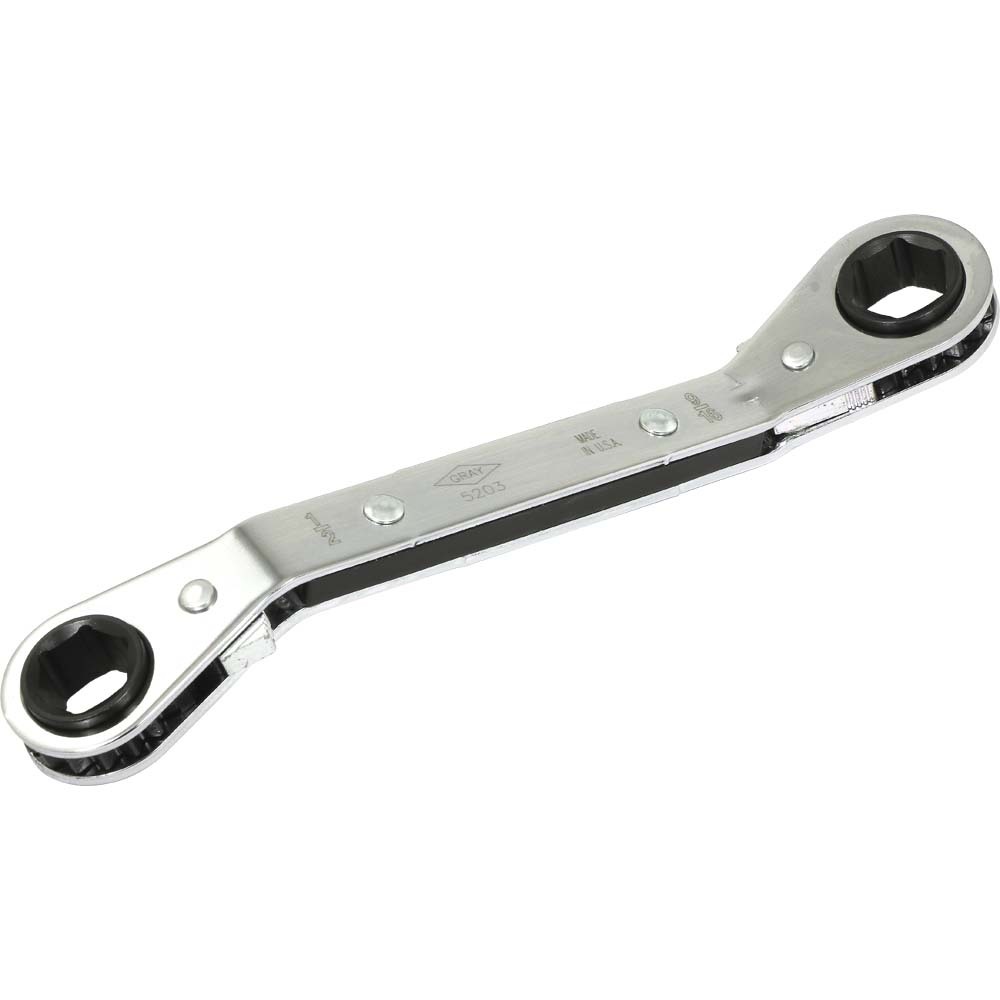 1/2&#34;x 9/16&#34; 6 Point, 25° Offset Ratcheting Box Wrench, Mirror Chrome Finish