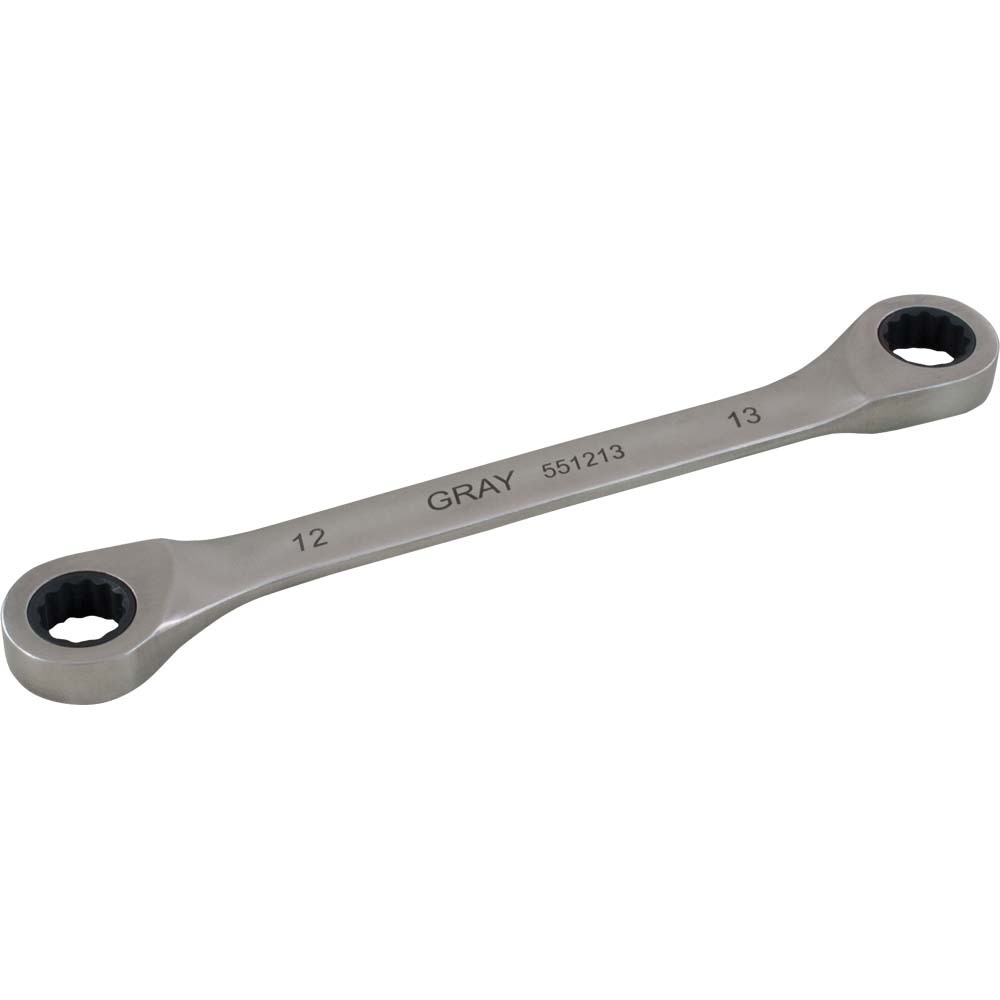 8mm X 9mm Double Box End, Fixed Head Ratcheting Wrench, Stainless Steel Finish