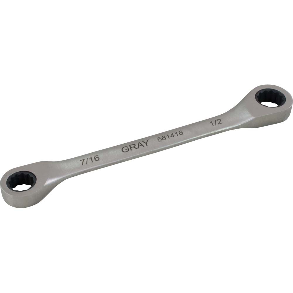 5/16&#34; X 3/8&#34; Double Box End, Fixed Head Ratcheting Wrench, Stainless Steel Finish