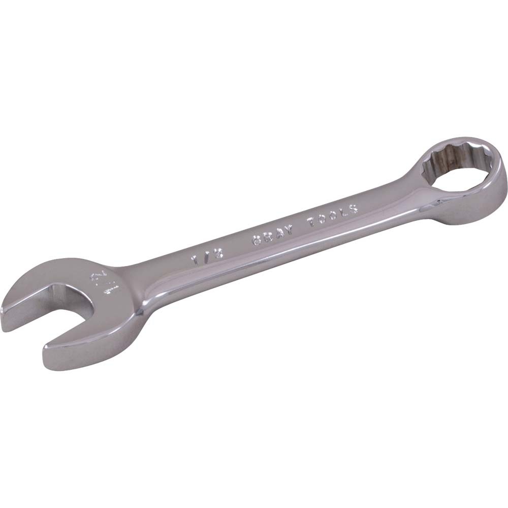 6mm Stubby Combination Wrench, 12 Point, Mirror Chrome Finish