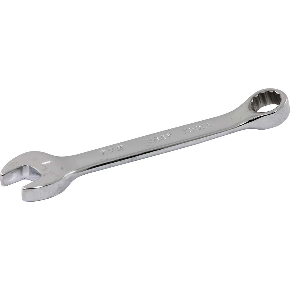 7mm Stubby Combination Wrench, 12 Point, Mirror Chrome Finish