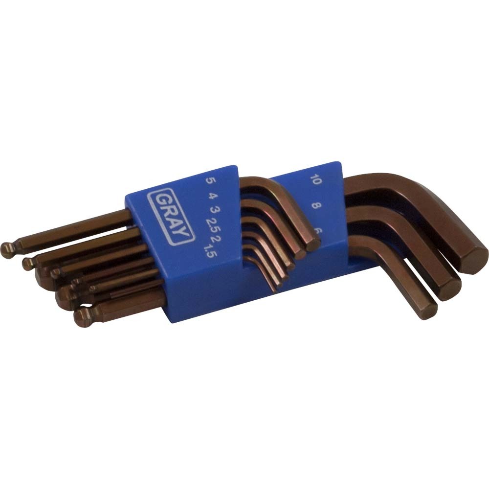 HEX KEY SET 1.5-10MM BALL SHORT ARM S2 9 PC