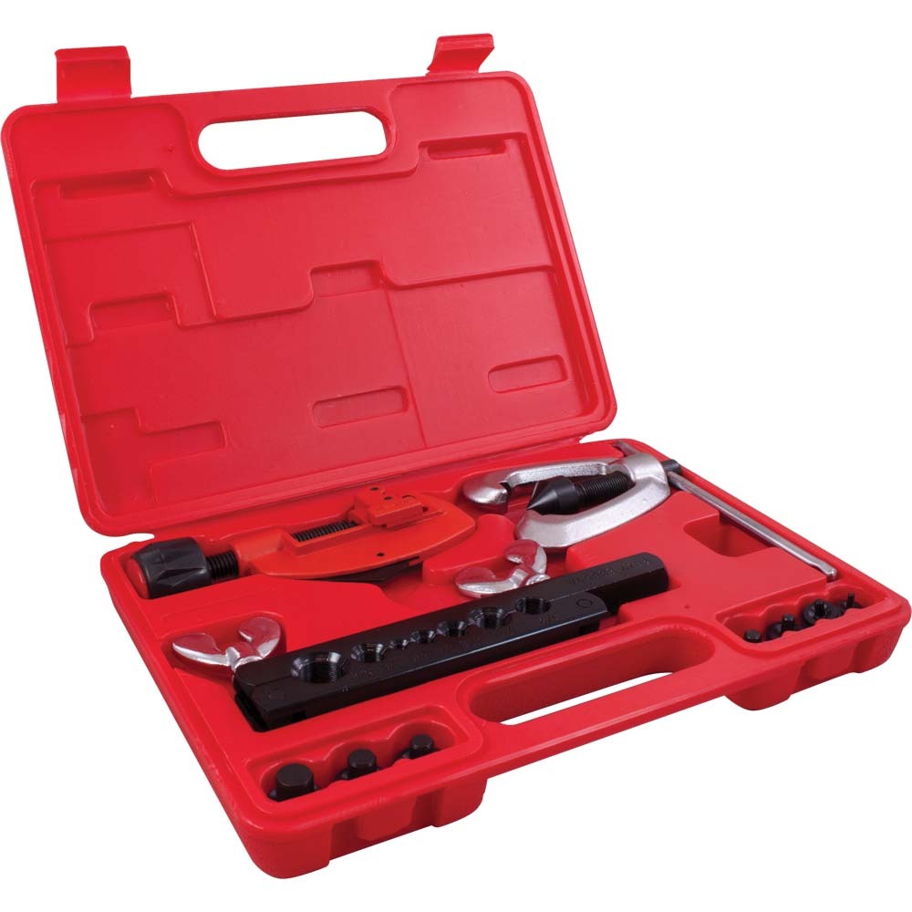 11 Piece Double Flaring Tool Set, 3/16&#34; To 5/8&#34; Dies, and Tube Cutter.