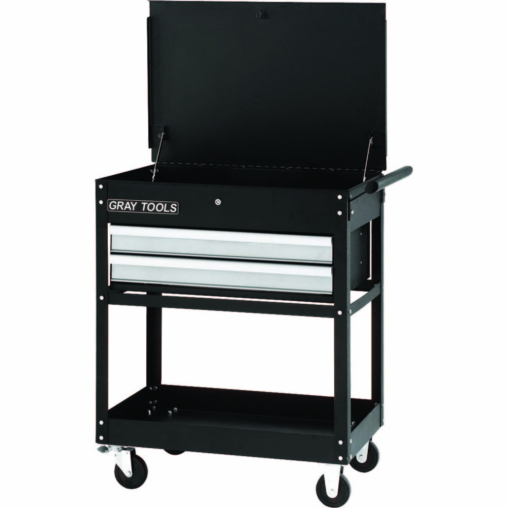 30 1 / 4IN. W X 19IN. DP X 35 3 / 4IN H. 2 DRAWER UTILITY CART