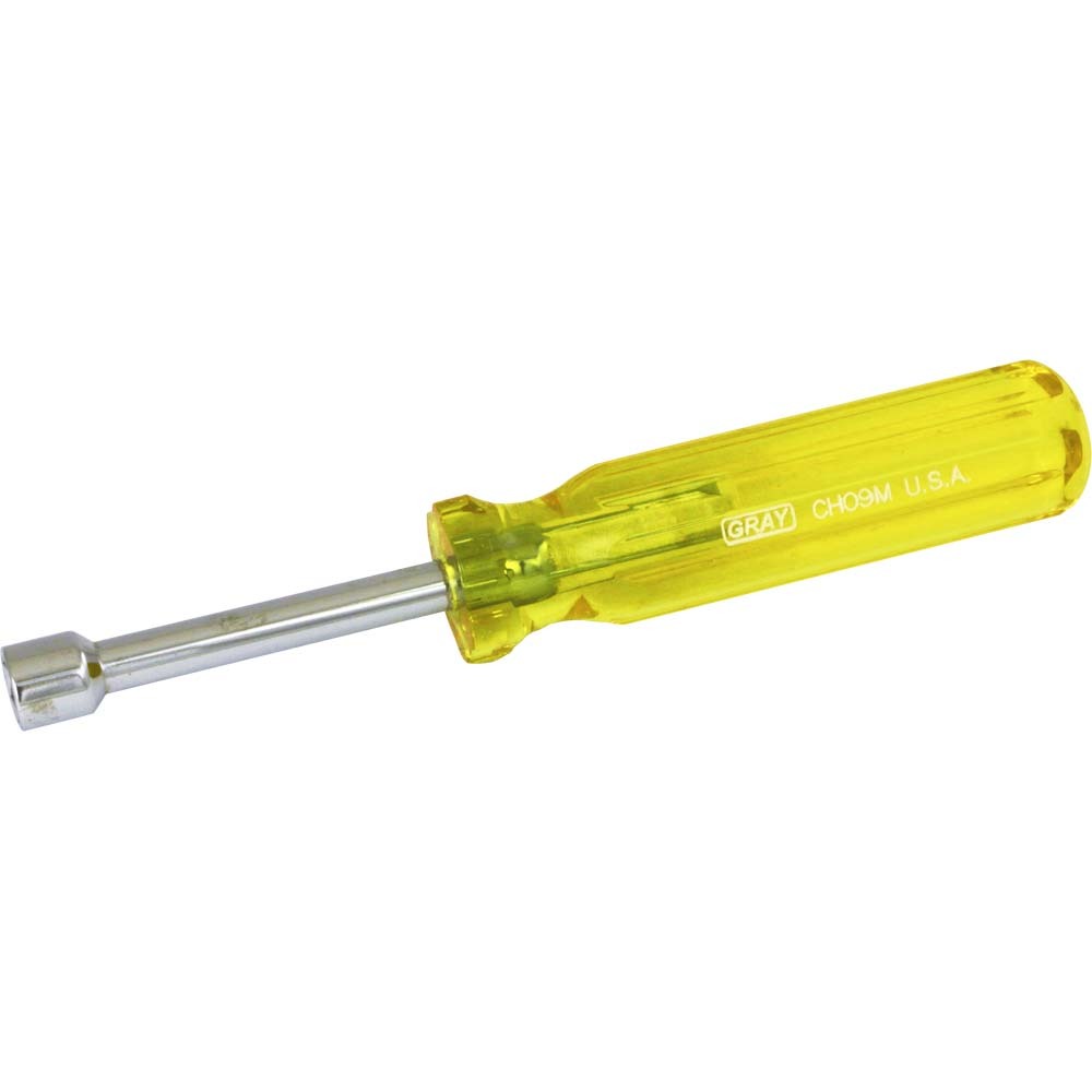 9mm Nut Driver, 6&#34; Long, Amber Handle