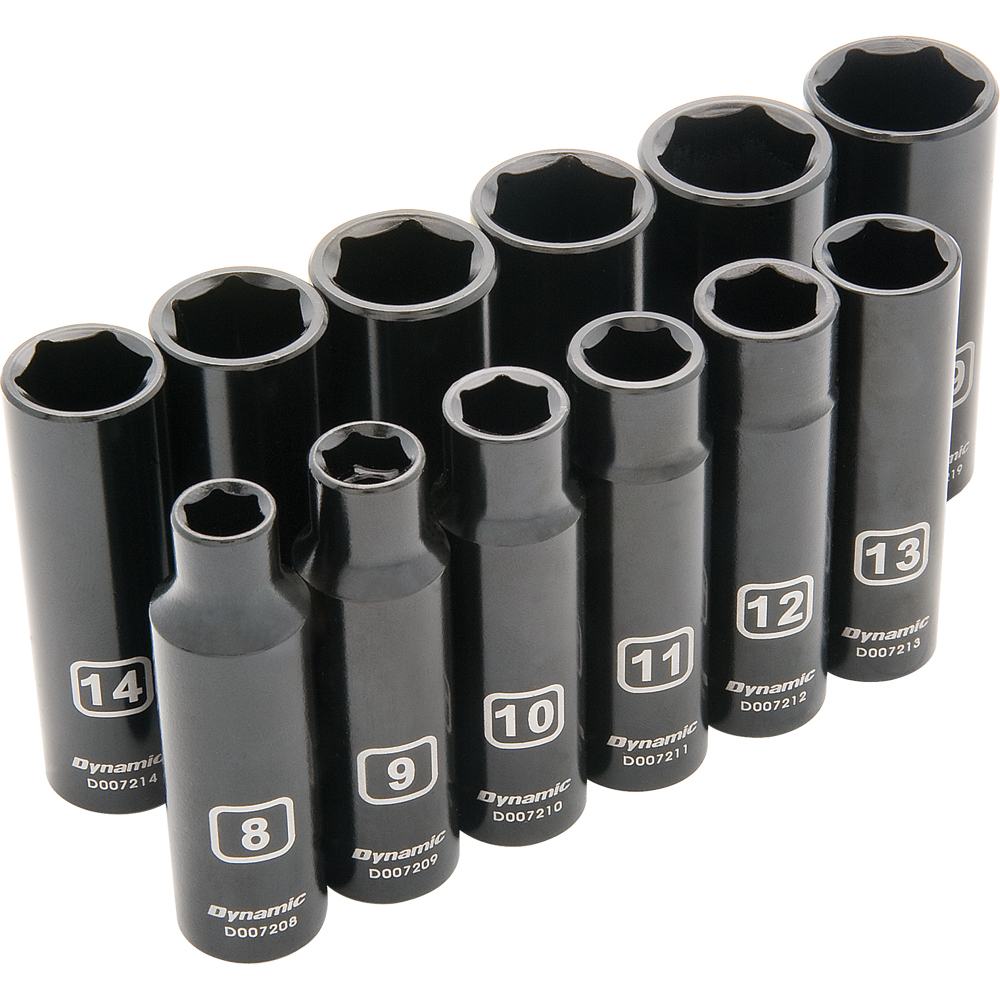 3/8&#34; Drive 12 Piece 6 Point Metric, Deep Impact Socket Set, 8mm - 19mm