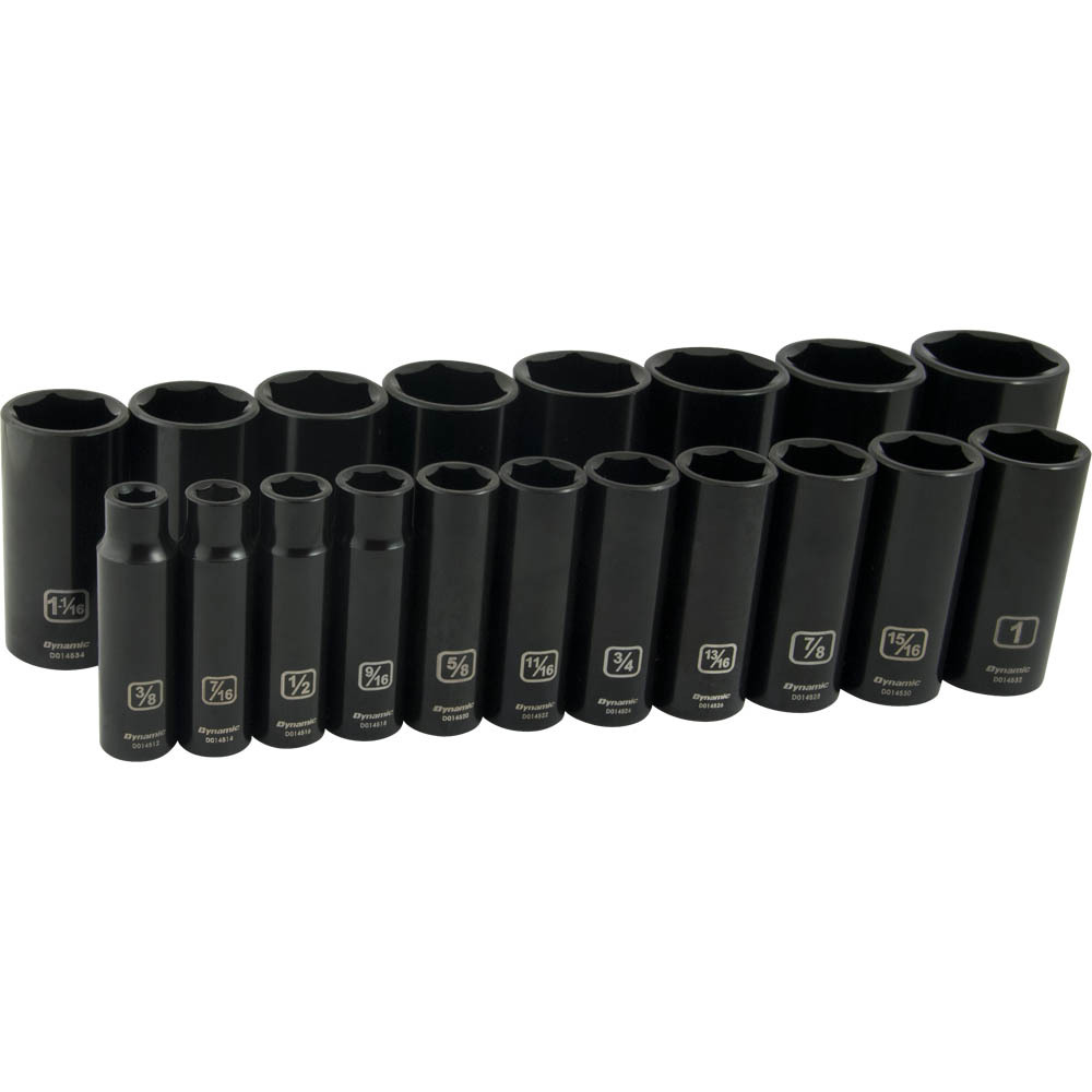 1/2&#34; Drive 19 Pieces 6 Point Deep SAE Impact Socket Set