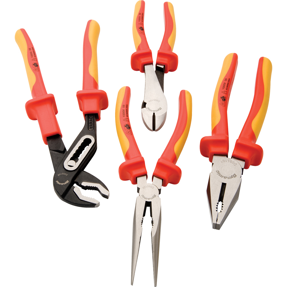 INSULATED ELECTRICIANS PLIER SET 4PC 1000VAC