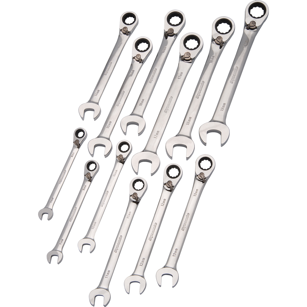 12 PC METRIC REV COMB RATCHETING WRENCH SET