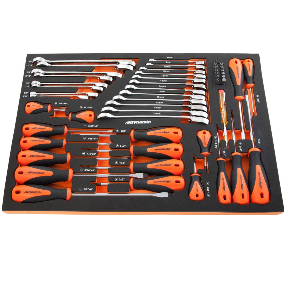 41 Piece Screwdriver & Ratcheting Wrench Set With Foam Tool Organizer