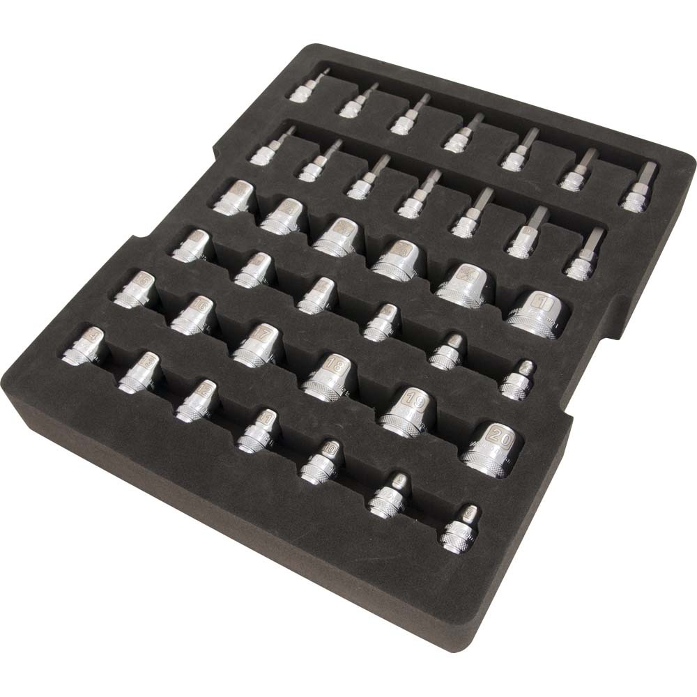 3/8&#34; Drive 40 Piece Chrome Socket Set With Foam Tool Organizer