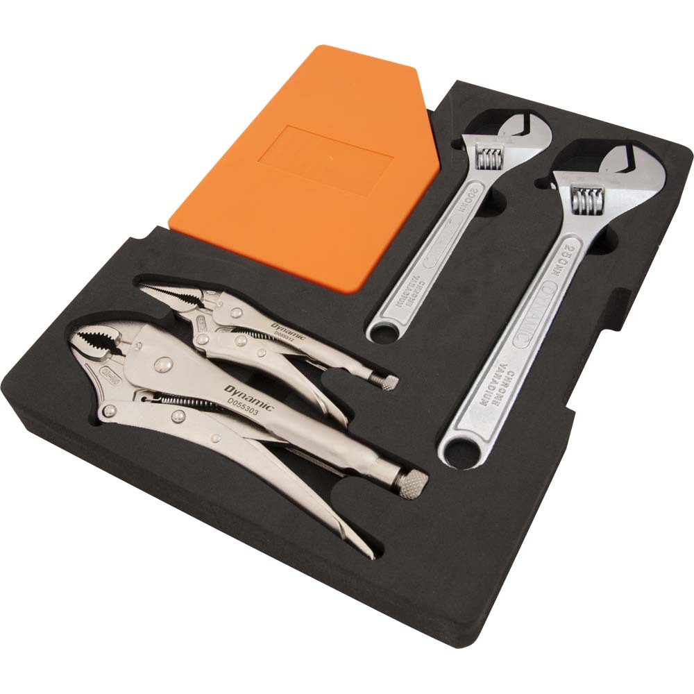 6 Piece Hex Key, Locking Pliers and Adjustable Wrench Set with Foam Tool Organizer