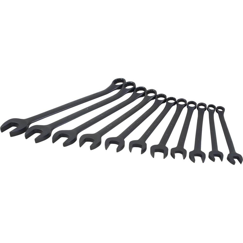 11 Piece 12 Point Metric, Black Finish, Combination Wrench Set, 10mm - 22mm