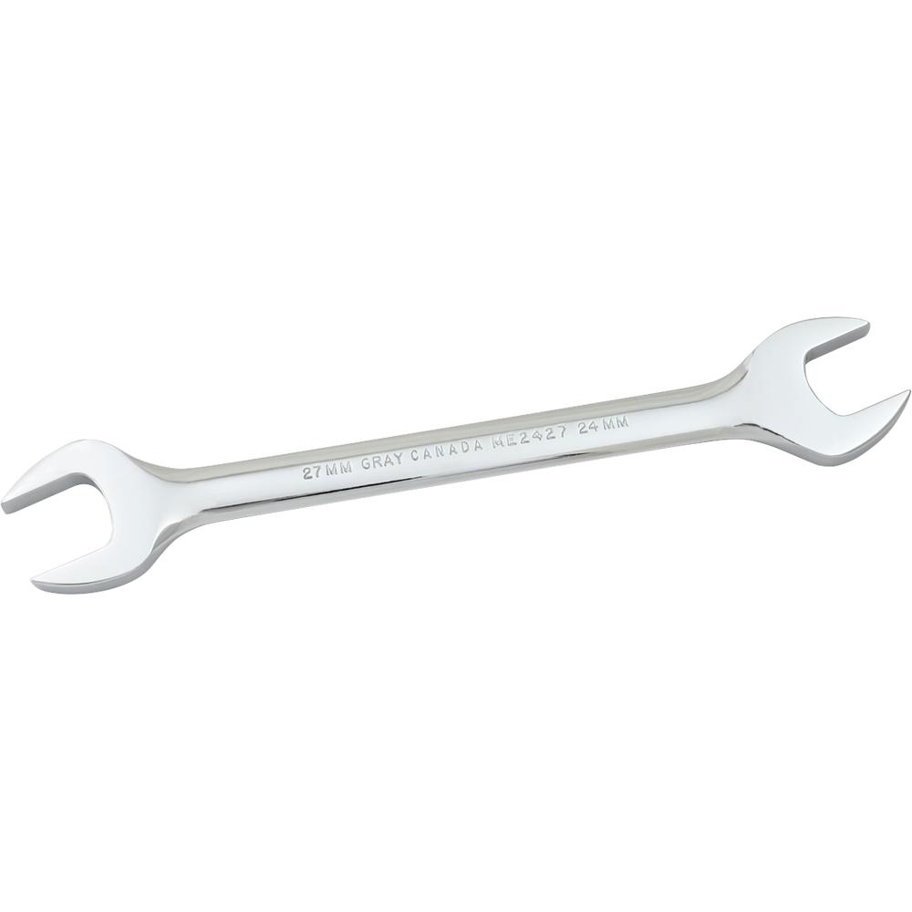 Wrench Open End 24mm X 27mm, 15° Head Angle, Mirror Chrome Finish