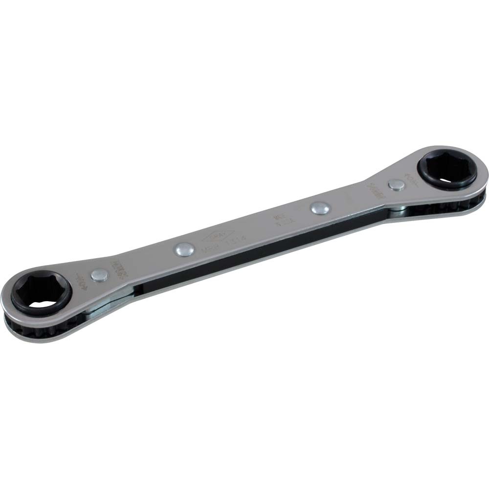 7mm X 8mm 6 Point, Flat Ratcheting Box Wrench, Mirror Chrome Finish