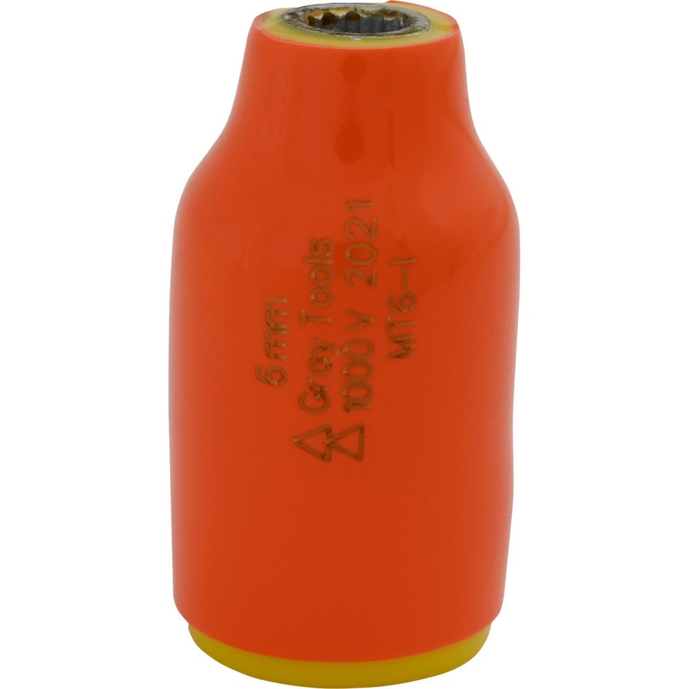 6mm X 3/8&#34; Drive, 12 Point Standard Length Socket, 1000V Insulated