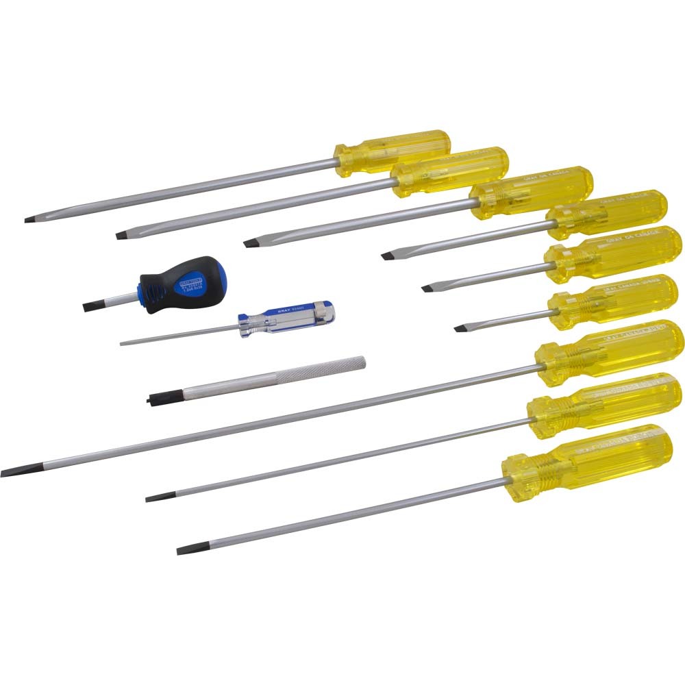 12 Piece Slotted Screwdriver Set, Standard, Cabinet & Electrician&#39;s