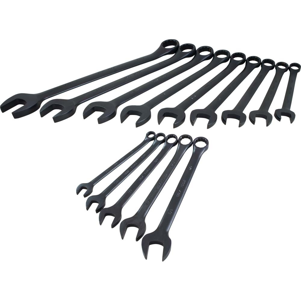 14 Piece 12 Point SAE, Black Finish, Combination Wrench Set, 3/8&#34; - 1-1/4&#34;