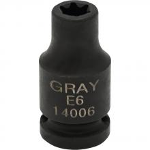 Gray Tools 14006 - 1/4" Drive E6 Hex, Female Torx Impact Socket