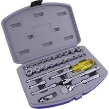 Gray Tools 15027SH - 27 Piece 1/4" Drive, 6 Point SAE & Metric Standard, Chrome Socket & Attachment Set