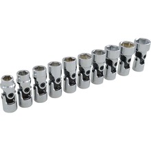 Gray Tools 29510A - 10 Piece 3/8" Drive 6 Point Metric, Standard Universal Joint Socket Set, 10mm - 19mm