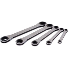Gray Tools 5000LR - 5 Piece 6 & 12 Point SAE, Flat Ratcheting Box Wrench Set, 1/4" X 5/16" - 3/4" X 7/8"