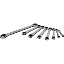 Gray Tools 5008LR - 8 Piece 6 & 12 Point SAE, Flat Ratcheting Box Wrench Set, 1/4" X 5/16" - 1" X 1-1/16"