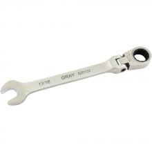 Gray Tools 520122 - 11/16" Combination Flex Head Ratcheting Wrench, Stainless Steel Finish
