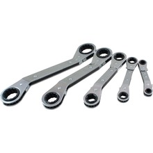 Gray Tools 5205LR - 5 Piece 6 & 12 Point SAE, 25° Offset Ratcheting Box Wrench Set, 1/4" X 5/16" - 3/4" X 7/