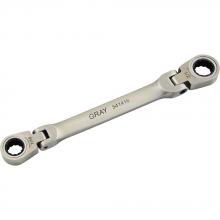 Gray Tools 541416 - 7/16" X 1/2" Double Box End, Flex Head Ratcheting Wrench, Stainless Steel Finish