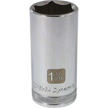 Gray Tools D016534 - 1-1 / 16" DEEP CHROME SOCKET 1 / 2" DRIVE 6-POINT