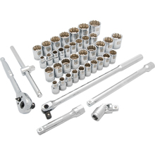 Gray Tools D018011 - 1/2" Drive 41 Piece 12 Point Standard, SAE/Metric Socket Set, 3/8" - 1-5/16", 10mm - 28m